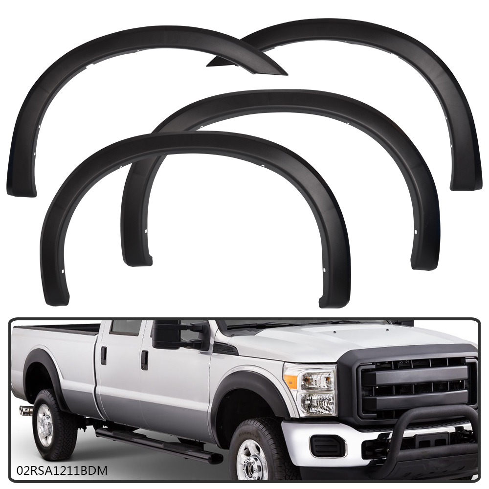Zpeedstarz Black Satin Fender Flares – 99-04 Ford F250/F350 Super Duty Styleside, 2in Coverage, OE Style